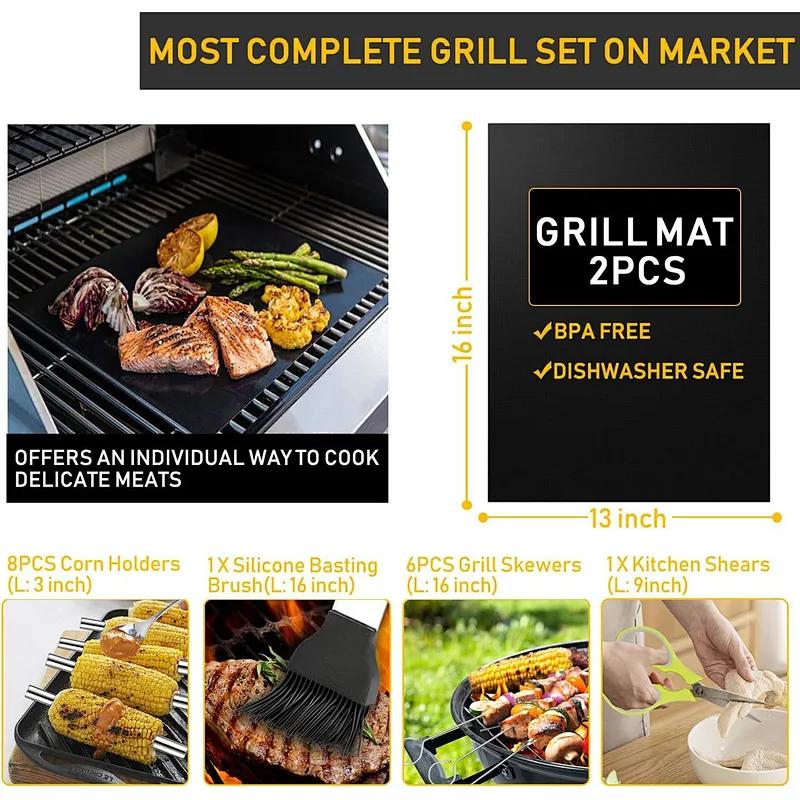 34Pcs BBQ Tool Set Grill Accessories Stainless Steel Grill Tools
